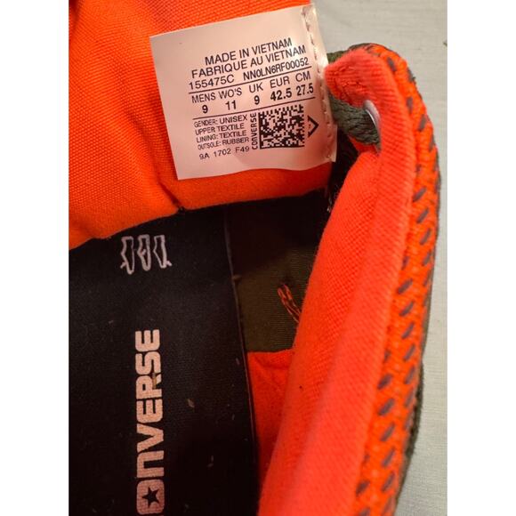 Converse Mid Top Fatigue Green & Orange GLOW IN THE DARK- Men 9/Women 11 - Picture 4 of 5